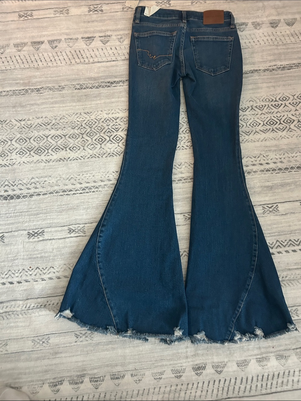 Free People Indigo Flared Denim Jeans with Raw Hem - Picture 4 of 4
